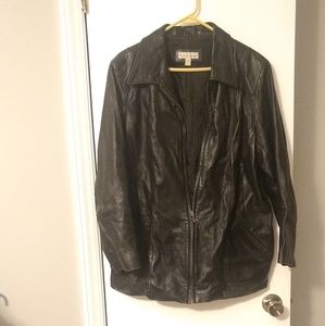 Black leather jacket, size 1X, Dress Barn
